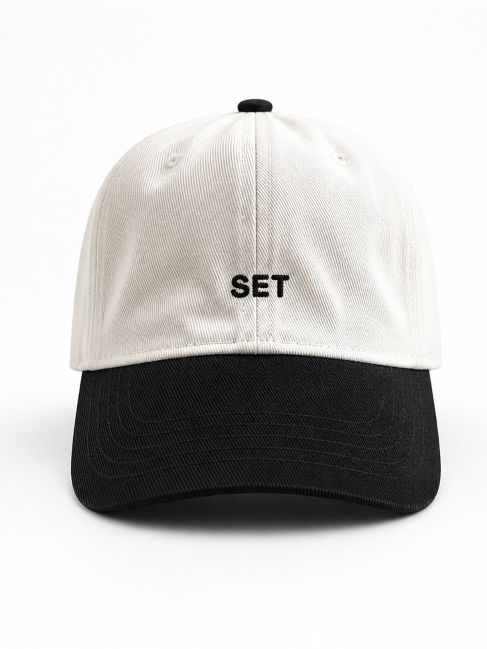 NWT SET Actives White Baseball Cap Black Brim Embroidered SET Logo Adjustable - Picture 5 of 5